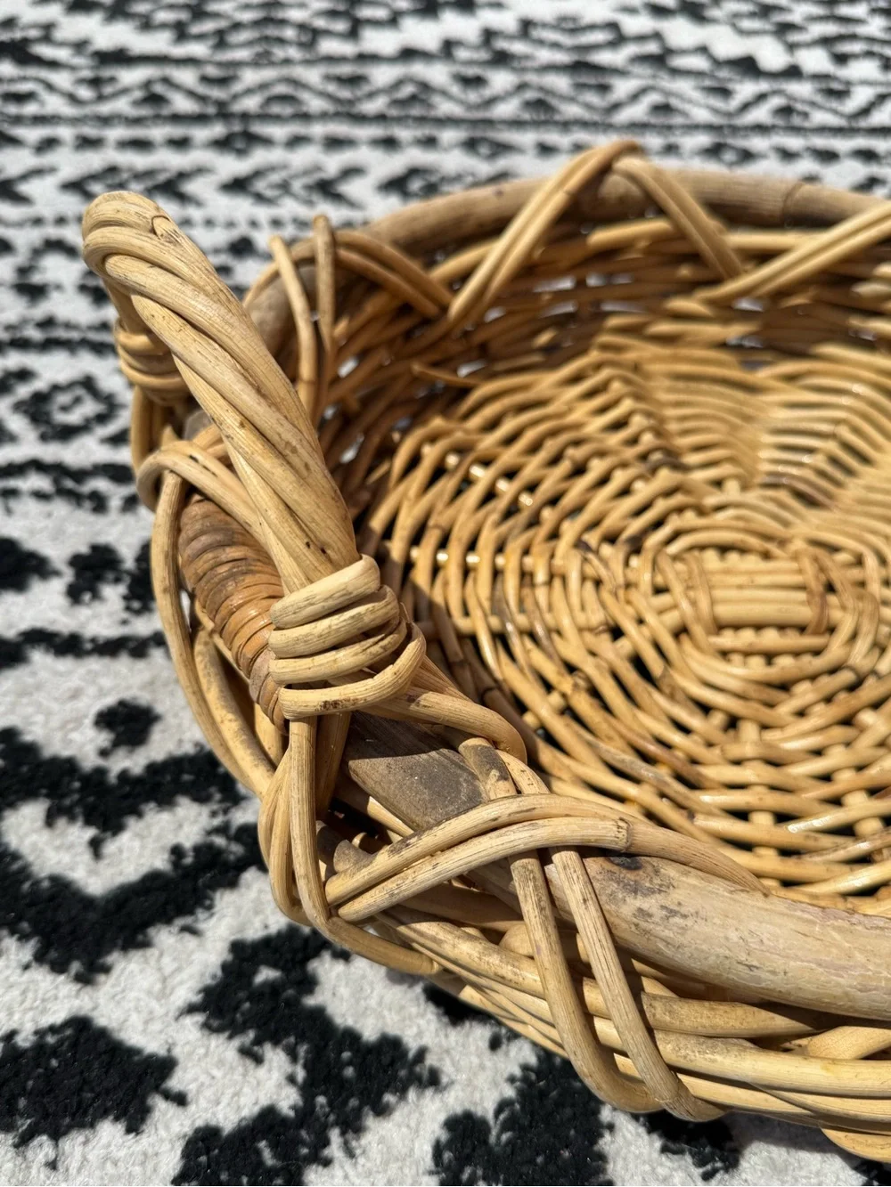 Handwoven Natural Rattan Basket - Tan